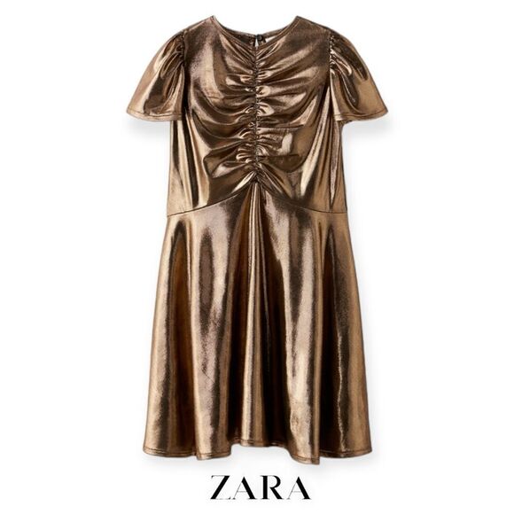 ZARA Kids | Golden | METALLIC DRESS - Picture 2 of 6